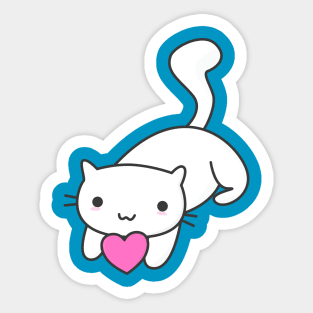 Cute Cat With Heart Sticker